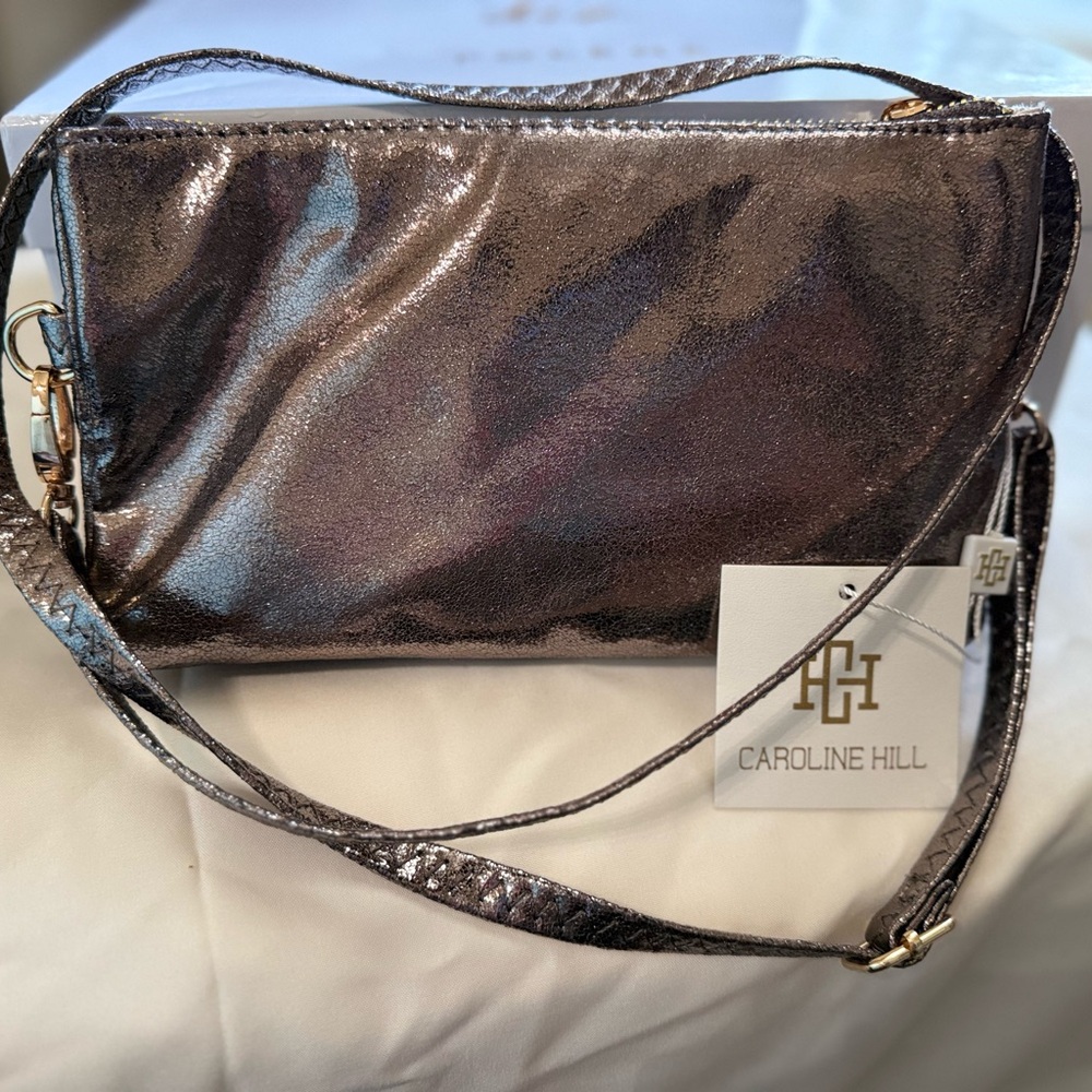 Caroline Hill Shimmering Gunmetal Crossbody Bag